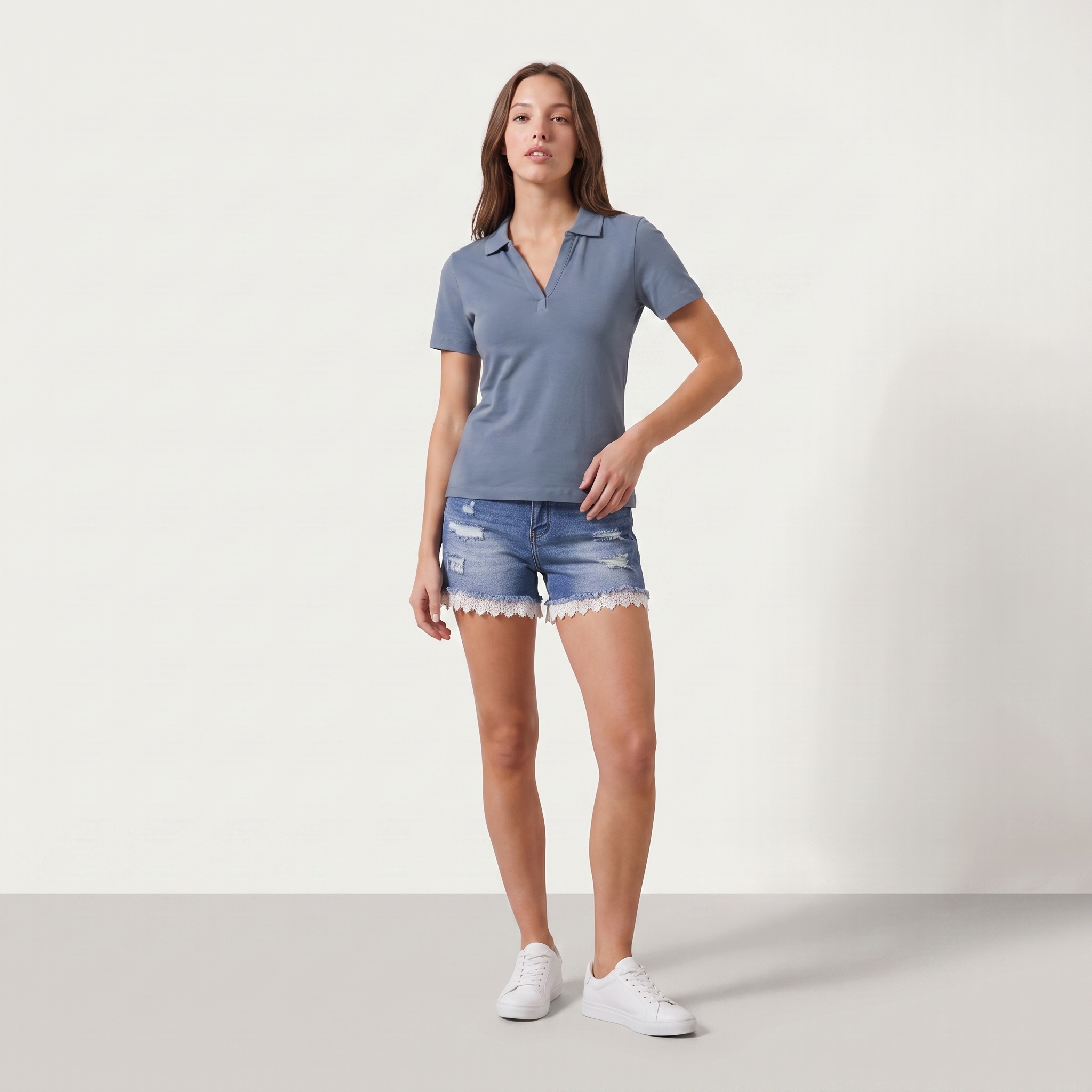 Lace Jeans Shorts